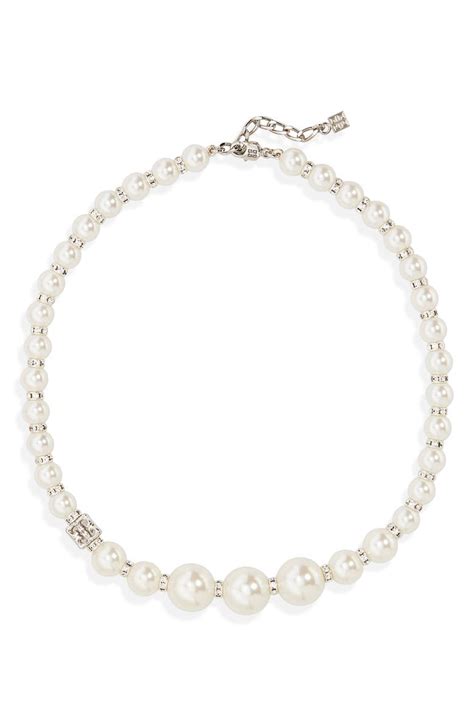 Givenchy Imitation Pearl & Crystal Necklace 